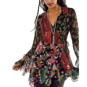 Free People And Revolve Magic Hour Floral Wrap Blouse Medium